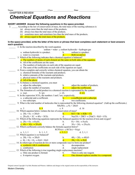 Chapter 8 Chemistry Homework Flashcards .